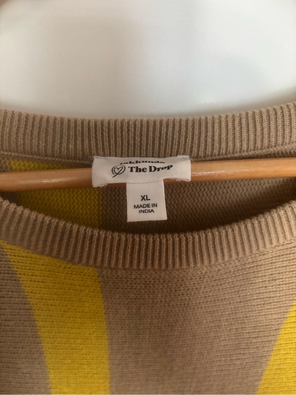 Women's Striped Maxi Tank Dress - Mustard & Taupe - Picture 3 of 4